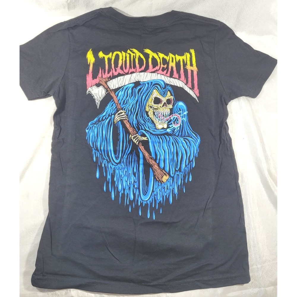Liquid Death Youth Kid's Short Sleeve T-Shirt - Black - Size YOUTH Medium 9/10